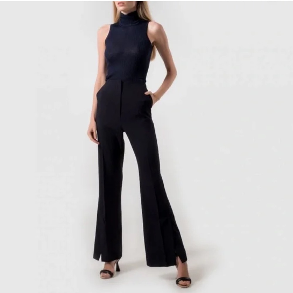 Nanushka Tulip Cady Flared Pants with Slit, size XL